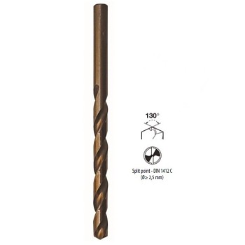 Vrták  1,75x80 prodloužený HSSCo5 DIN338 OPTIMAtools