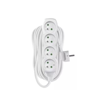 Kabel prodlužovací PVC 10m 4 zásuvky bílý